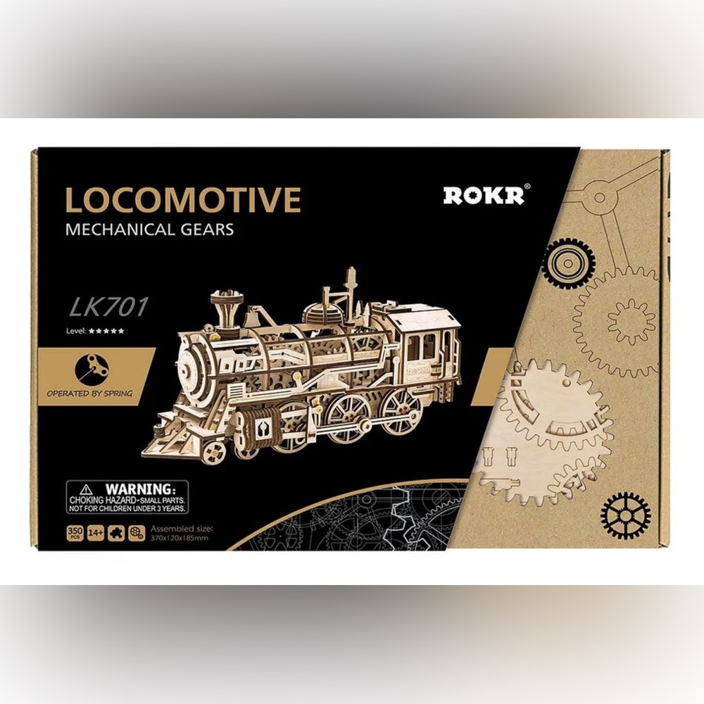 ROKR Locomotive Mechanical Gears Model LK701 Build A Locomotive Kit NIOB